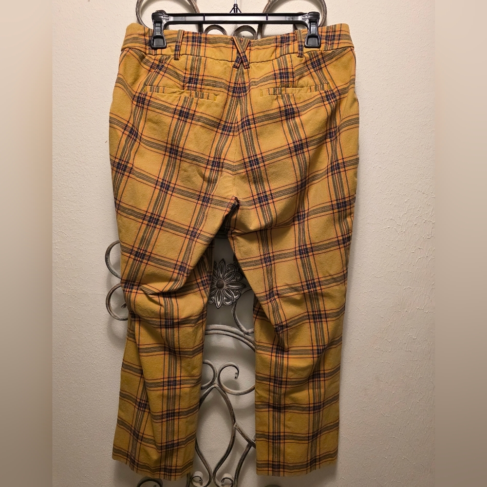 Anthropologie Yellow Plaid Straight-Leg Pants - Picture 9 of 9